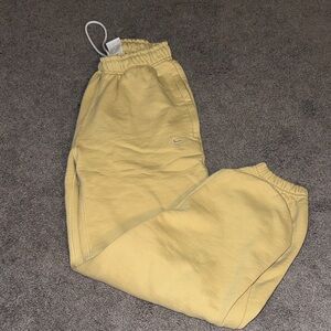 Nike Kids Yellow Fleece Joggers with Swoosh